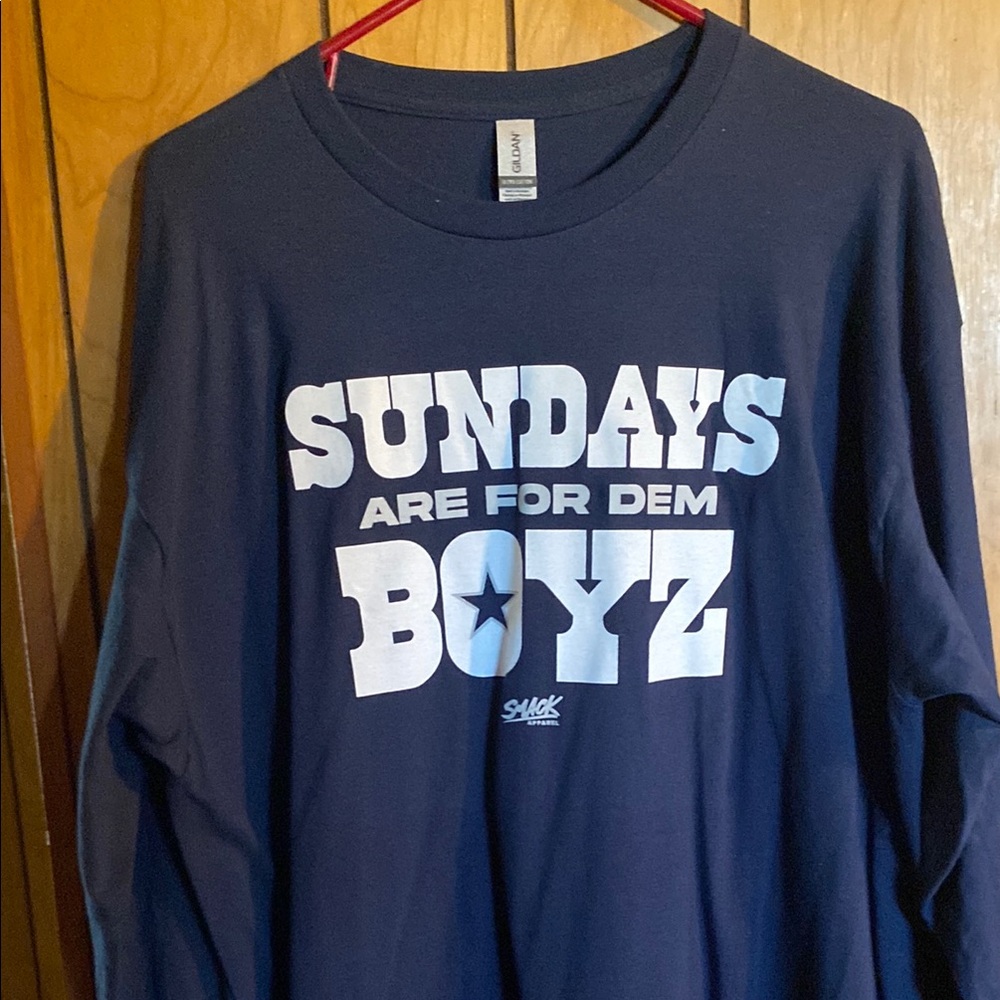 Gildan Blue and White Long Sleeve Tee